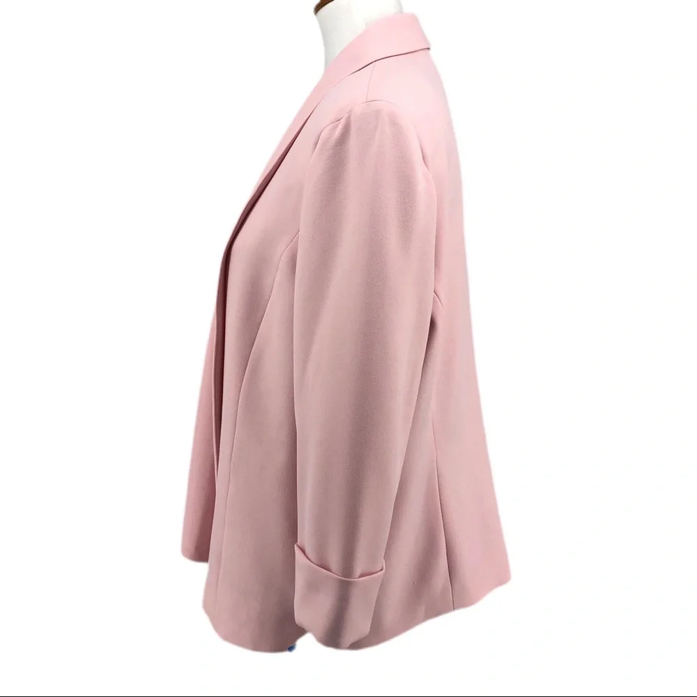 Kasper Pink Tutu Open Front 3/4 Cuffed Sleeve Blazer Jacket - Picture 3 of 8